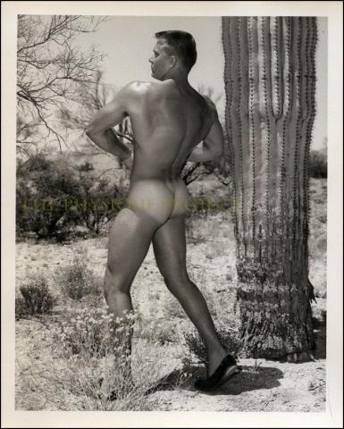 Bruce of LA Nude Male Jim Drinkward Desert Series B&W Physique Photo