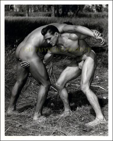Western Photography Guild Nude Male Posing Strap Wrestling Photograph